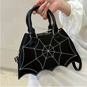 Black Bat Spider Web Handbag